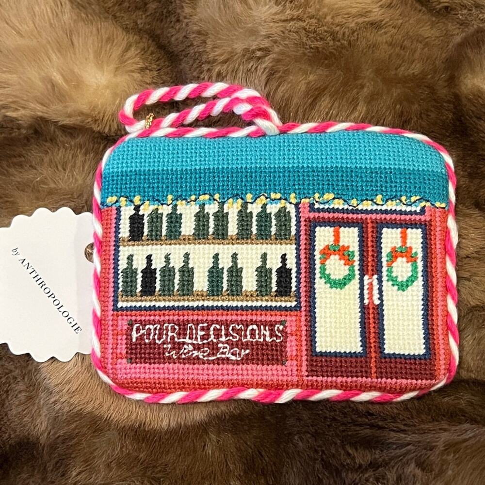 Anthropologie FURBISH STUDIO HOLIDAY ORNAMENT Christmas Pour Decisions Wine Bar